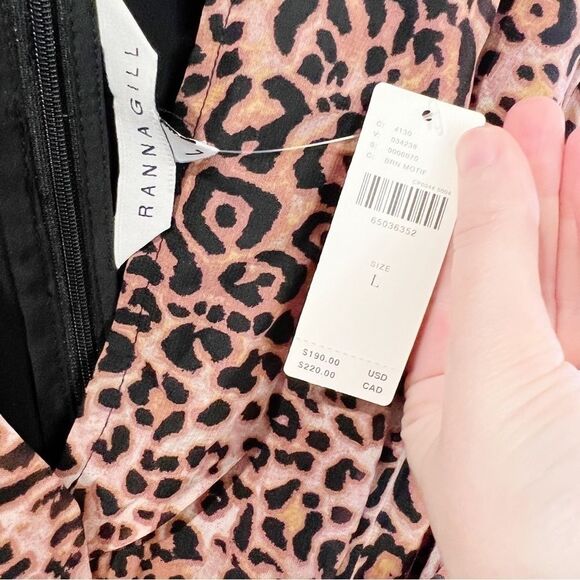 Anthropologie Ranna Gill Leopard Print Cut-out Midi Dress SZ L NWT - Picture 9 of 9